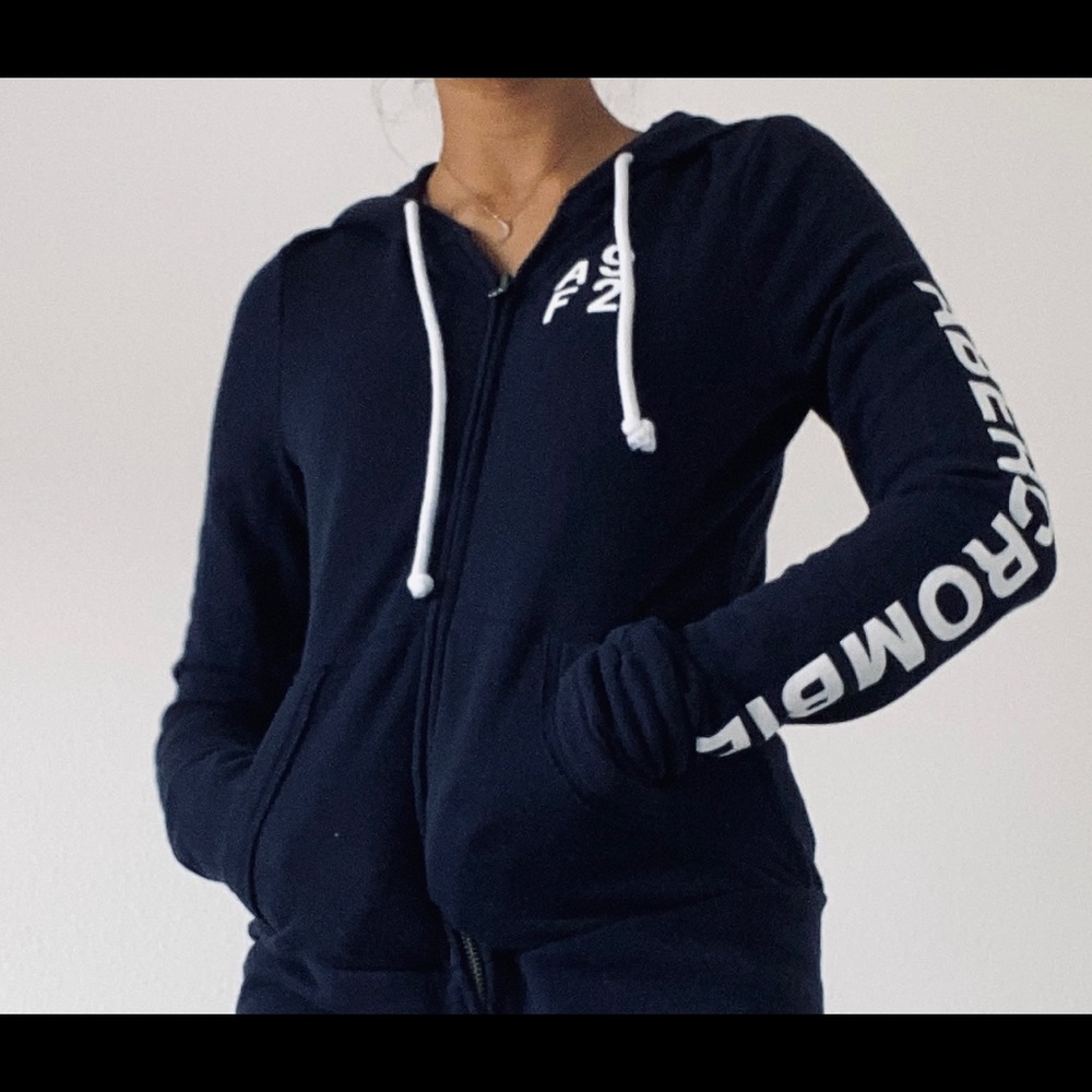 Abercrombie & Fitch: Navy blue zip up hoodie
